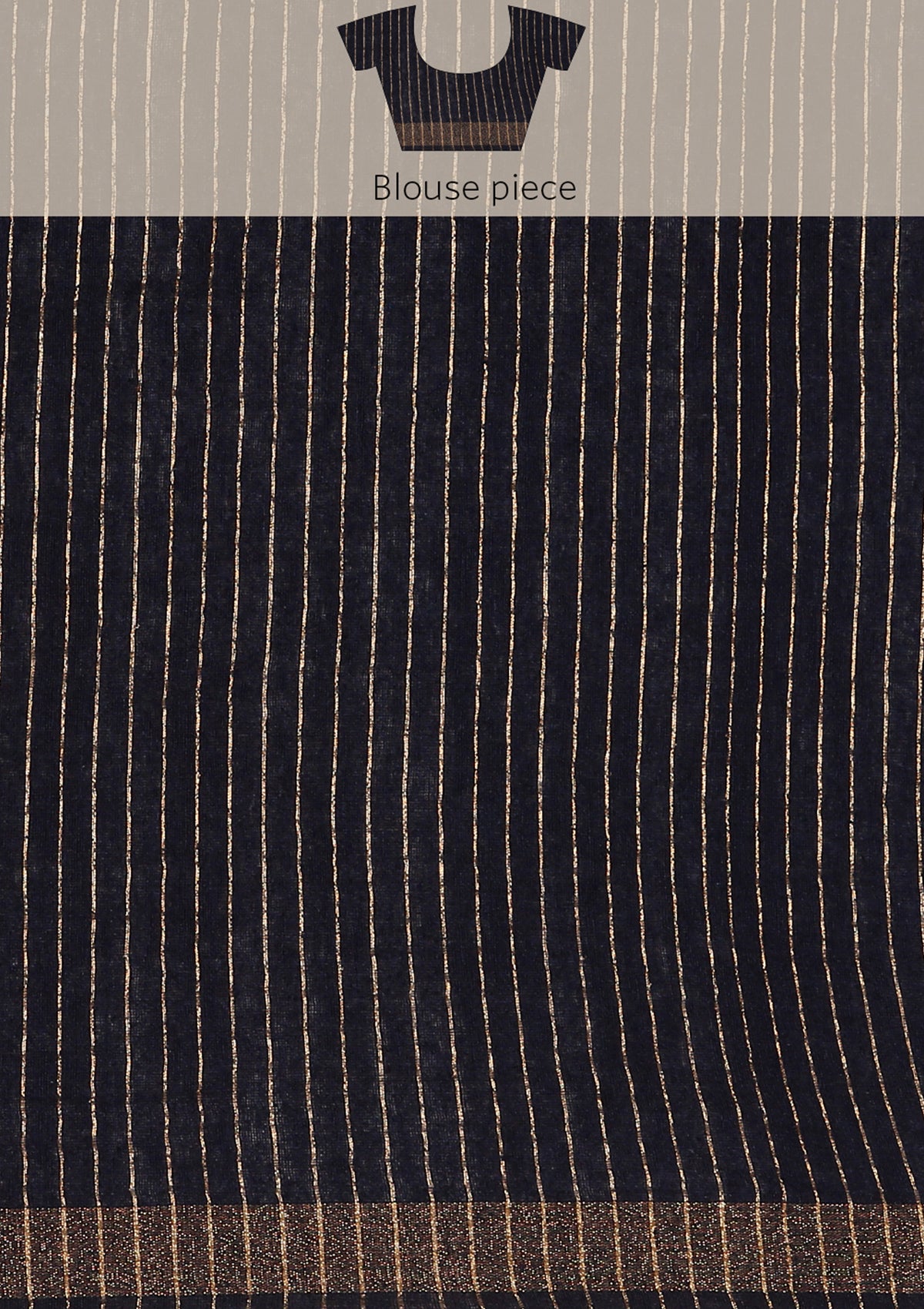 Midnight Blue Thread-Woven Butta Tussar Saree - Taashi