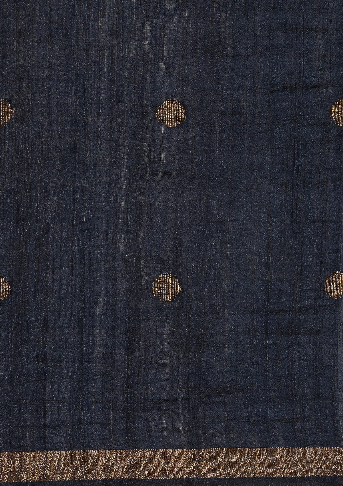 Midnight Blue Thread-Woven Butta Tussar Saree - Taashi