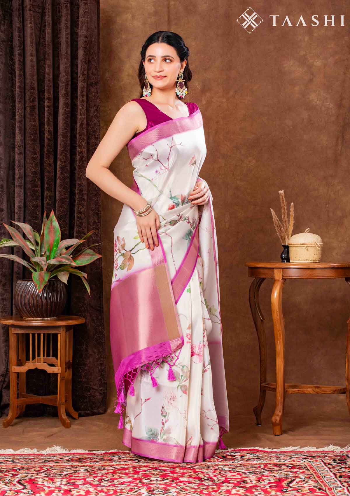 Off White Floral Saree