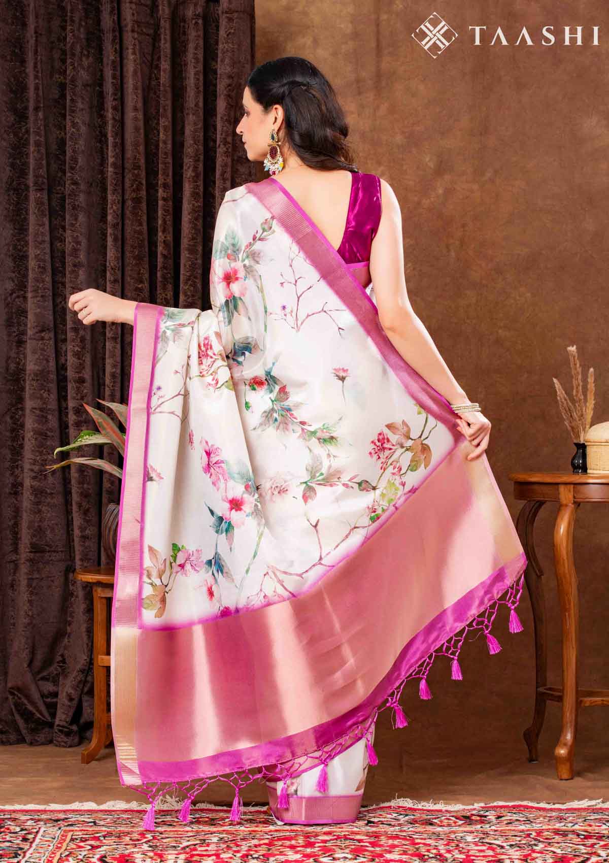 Off White Floral Saree