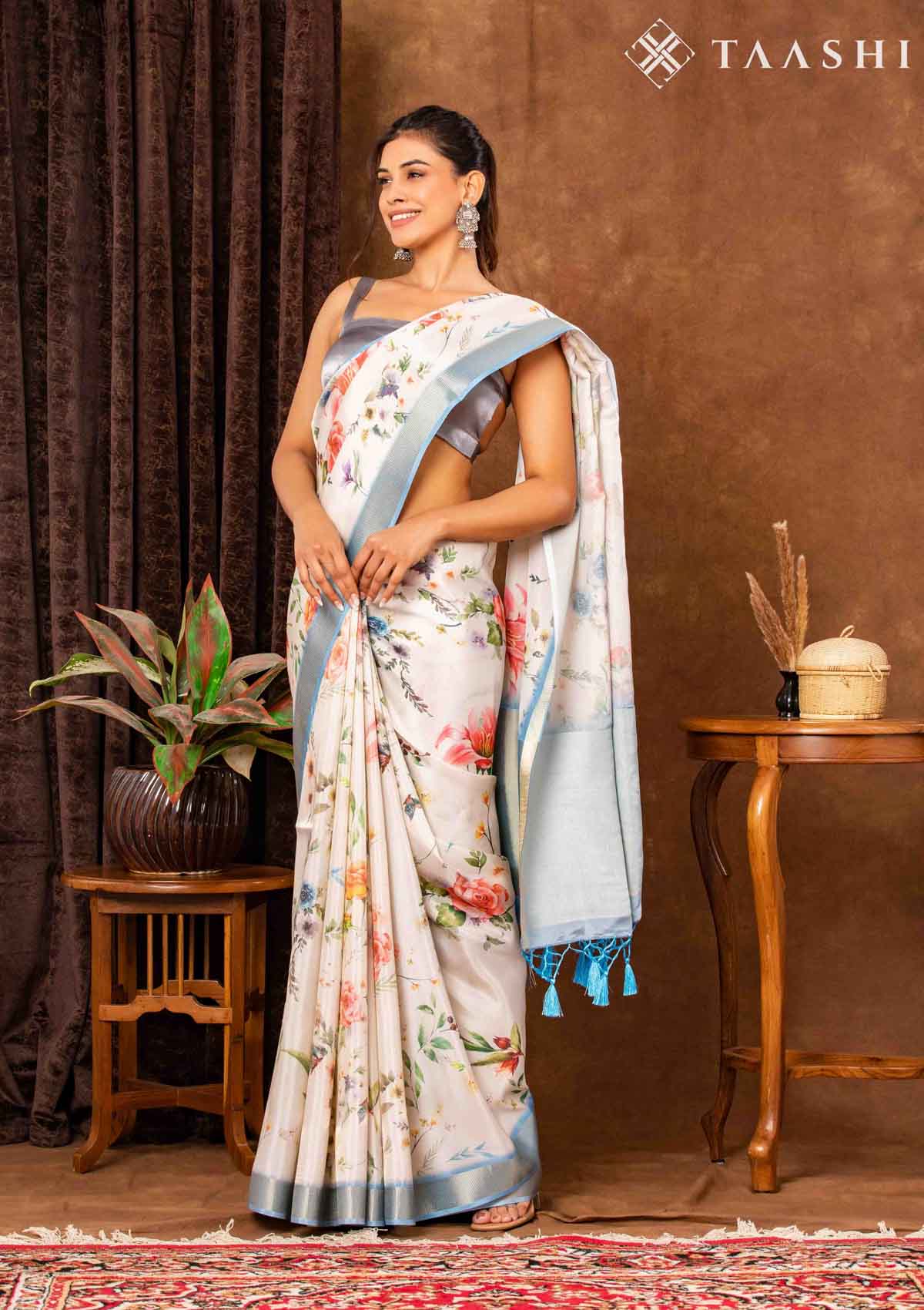 Off White Floral Saree