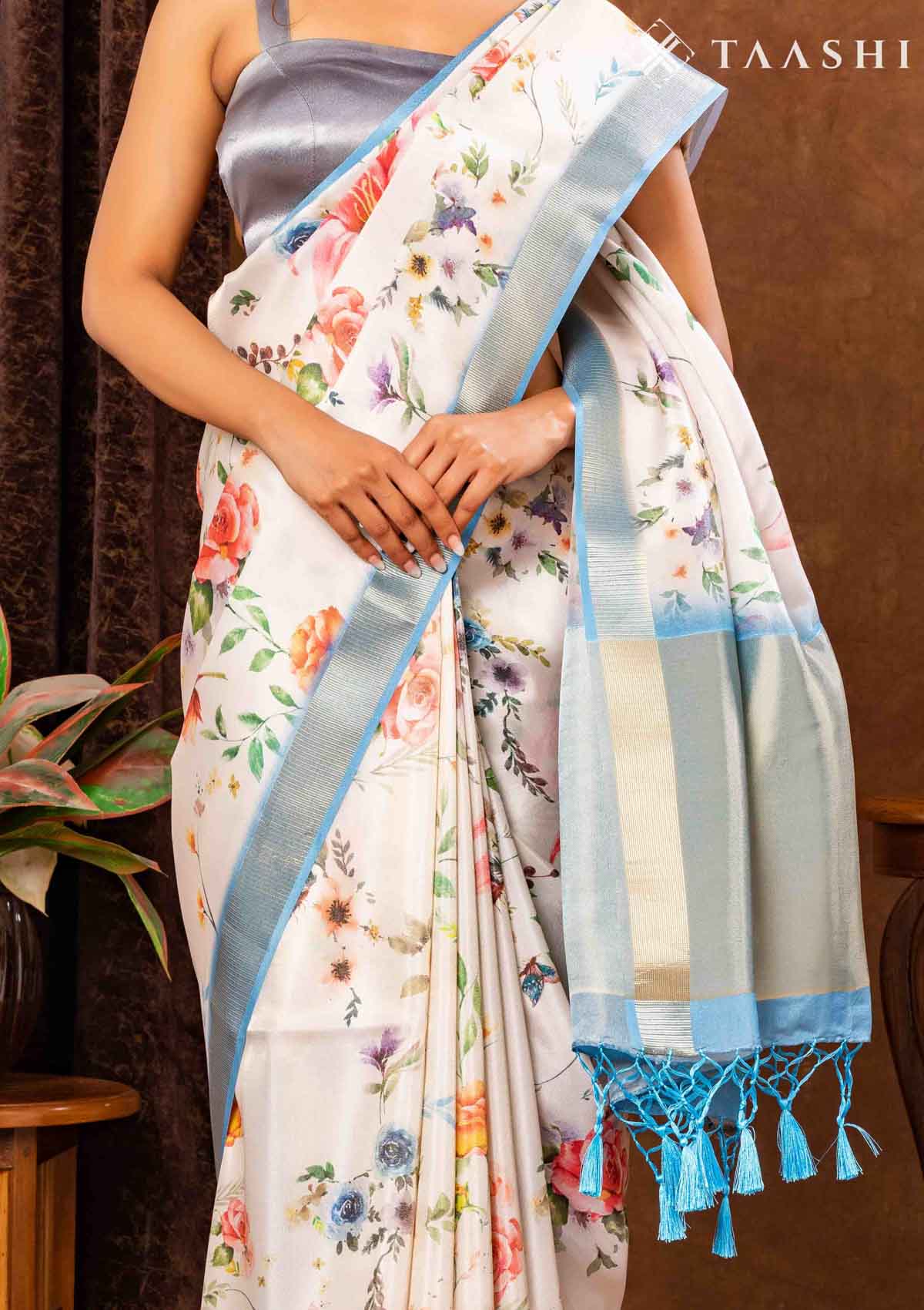 Off White Floral Saree