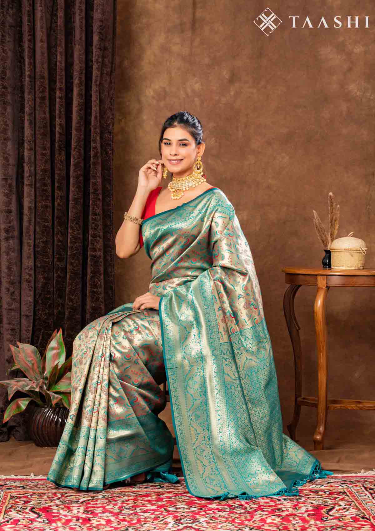Teal Art Silk Saree
