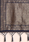 Navy Blue Butta Woven Tussar Saree - Taashi