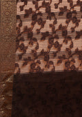 Beige And Brown Floral Woven Tussar Saree - Taashi