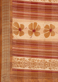 Mustard Yellow Hibiscus Printed Tussar Saree - Taashi