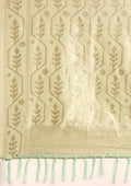 Pastel Green Geometric Floral Woven Tussar Saree - Taashi