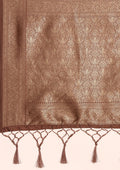 Mocha Mousse Traditional Pattern Woven Tussar Saree - Taashi