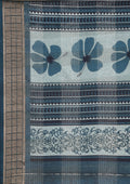 Powder Blue Hibiscus Printed Tussar Saree - Taashi