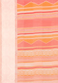 Pastel Pink Watercolor Floral Printed And Plaids Woven Linen Saree - Taashi