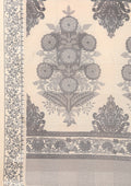 Cream And Grey Stylised A/O Paisley Pattern Linen Saree - Taashi