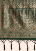Dark Green Traditional Woven Tussar Saree - Taashi