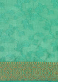 Beige And Turquoise Floral Woven Tussar Saree - Taashi