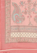 Cream And Dusty Pink Jaal Floral Printed Art Tussar Matka Silk Saree - Taashi