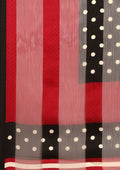 Black And Cream Polkadots Printed Chiffon Saree - Taashi