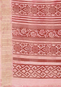 Pastel Pink Watercolor Floral Printed Tussar Saree - Taashi