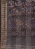 Grey A/O Floral Printed Tussar Saree - Taashi