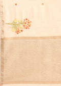 Cream Fancy Embroidery Tussar Saree - Taashi