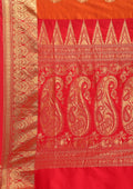 Rust Orange Paisley Butta Pattern Woven Kanjivaram Silk Saree - Taashi