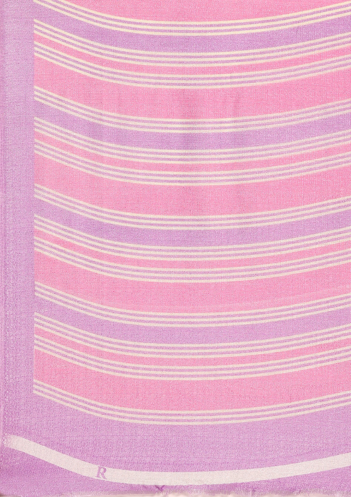 Cream Contrast Zigzag Printed Art Tussar Matka Silk Saree - Taashi