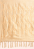 Beige Geometric Floral Woven Tussar Saree - Taashi
