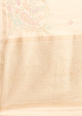 Cream Fancy Embroidery Tussar Saree - Taashi