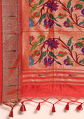Red Paithani Pattern Tussar Saree - Taashi