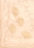 Cream Lotus Embroidered Tussar Saree - Taashi