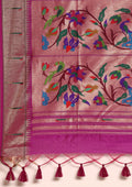 Violet Paithani Pattern Tussar Saree - Taashi