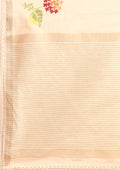Cream Fancy Embroidery Tussar Saree - Taashi