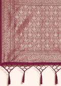 Purple Traditional Pattern Woven Tussar Saree - Taashi