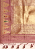Mauve Traditional Zari Woven Tussar Saree - Taashi