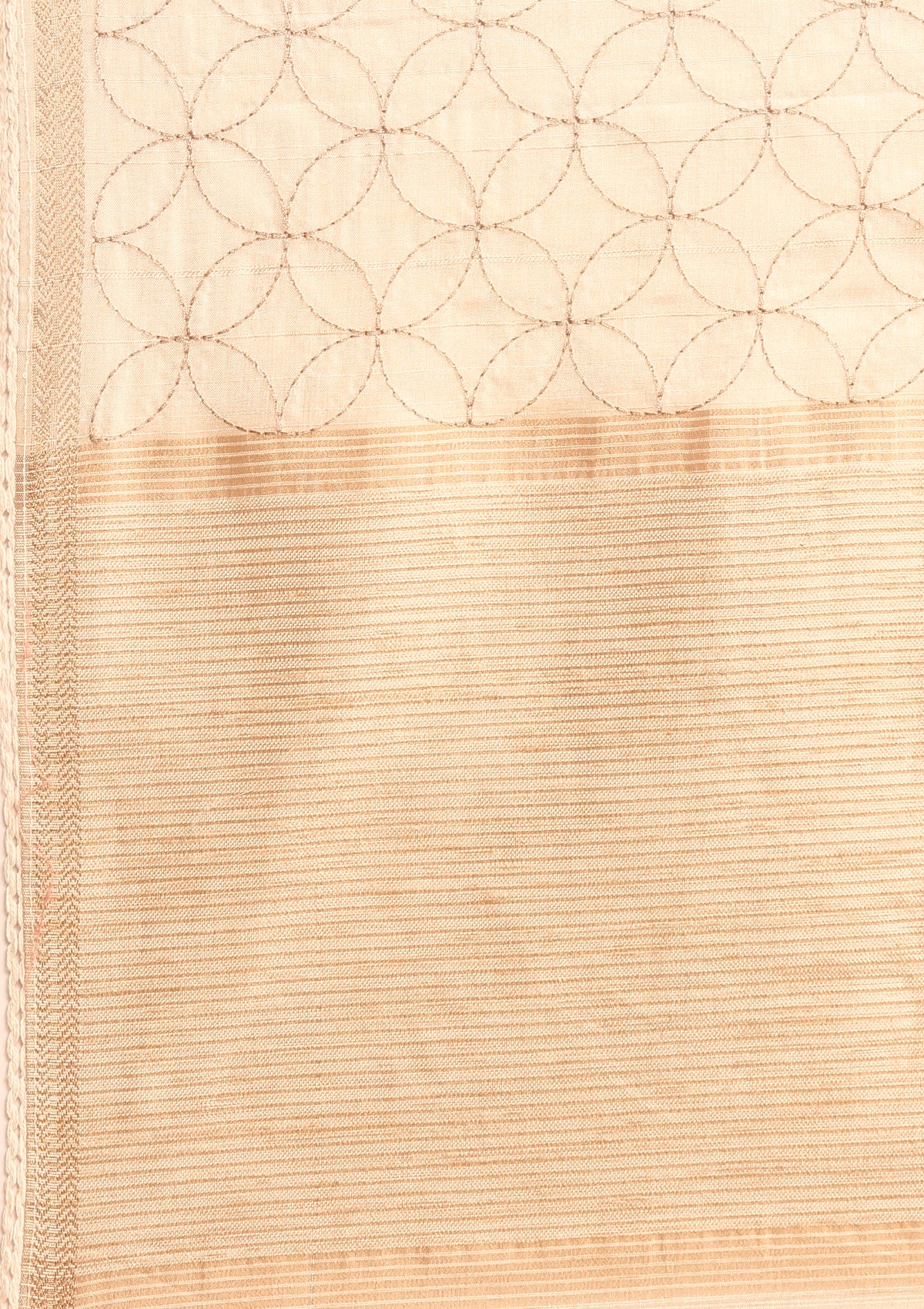 Cream Fancy Embroidery Tussar Saree - Taashi