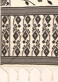 Cream And Black Floral And Tribal Pattern Woven Tussar Saree - Taashi