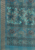 Blue A/O Floral Printed Tussar Saree - Taashi