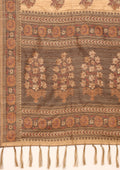 Beige Mughal Floral Woven Pattern Tussar Saree - Taashi