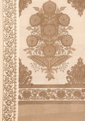 Cream And Heena Stylised A/O Paisley Pattern Linen Saree - Taashi