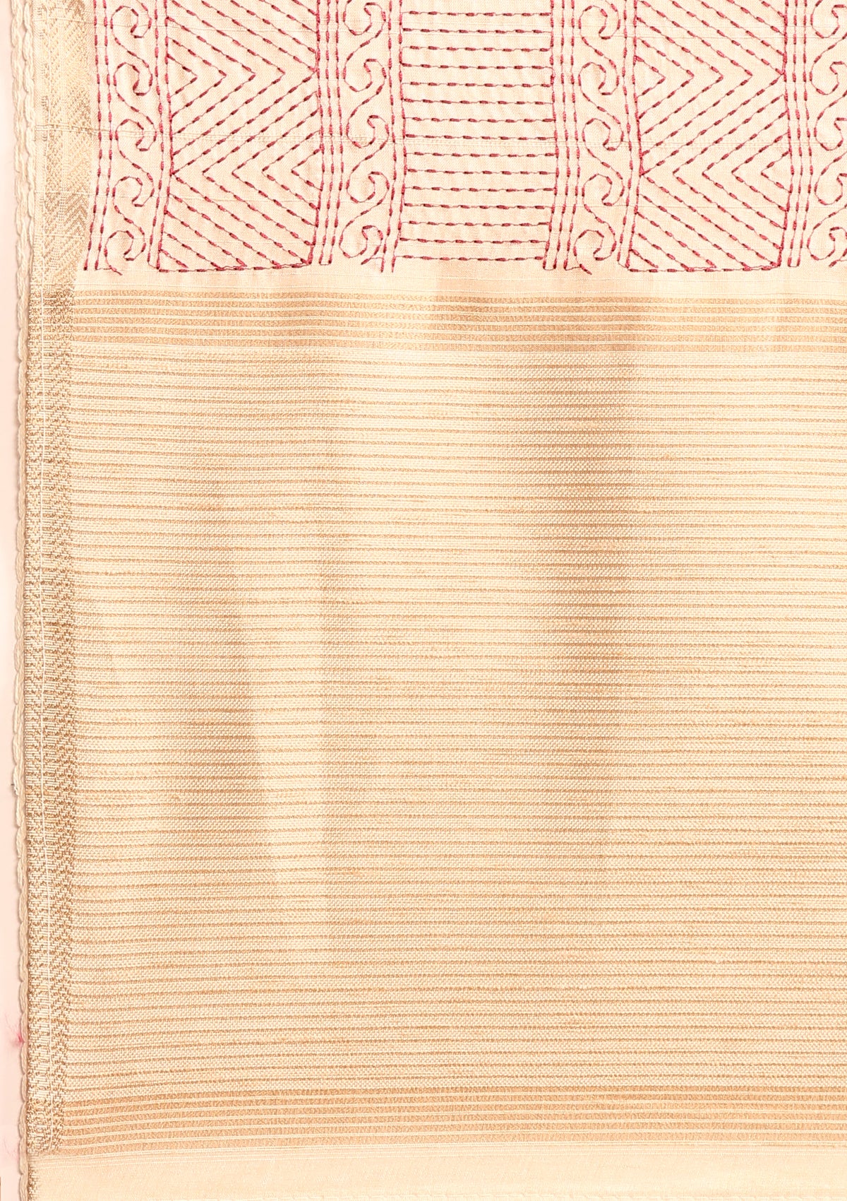 Cream Fancy Embroidery Tussar Saree - Taashi