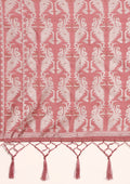 Dusty Pink Stylised Ikat Pattern Tussar Saree - Taashi