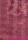Magenta A/O Floral Printed Tussar Saree - Taashi