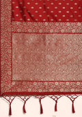 Maroon Butta Woven Tussar Saree - Taashi