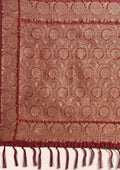 Maroon Floral Butta Pattern Tussar Saree - Taashi