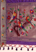 Violet Paithani Pattern Tussar Saree - Taashi