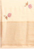 Cream Fancy Embroidery Tussar Saree - Taashi