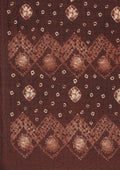 Brown Batik Printed Art Tussar Matka Silk Saree - Taashi