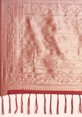 Dusty Pink Jaal Woven Tussar Saree - Taashi