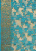 Blue Floral Woven Tussar Saree - Taashi
