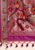 Magenta Paithani Pattern Tussar Saree - Taashi