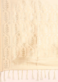 Cream Geometric Floral Woven Tussar Saree - Taashi