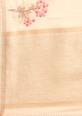 Cream Fancy Embroidery Tussar Saree - Taashi